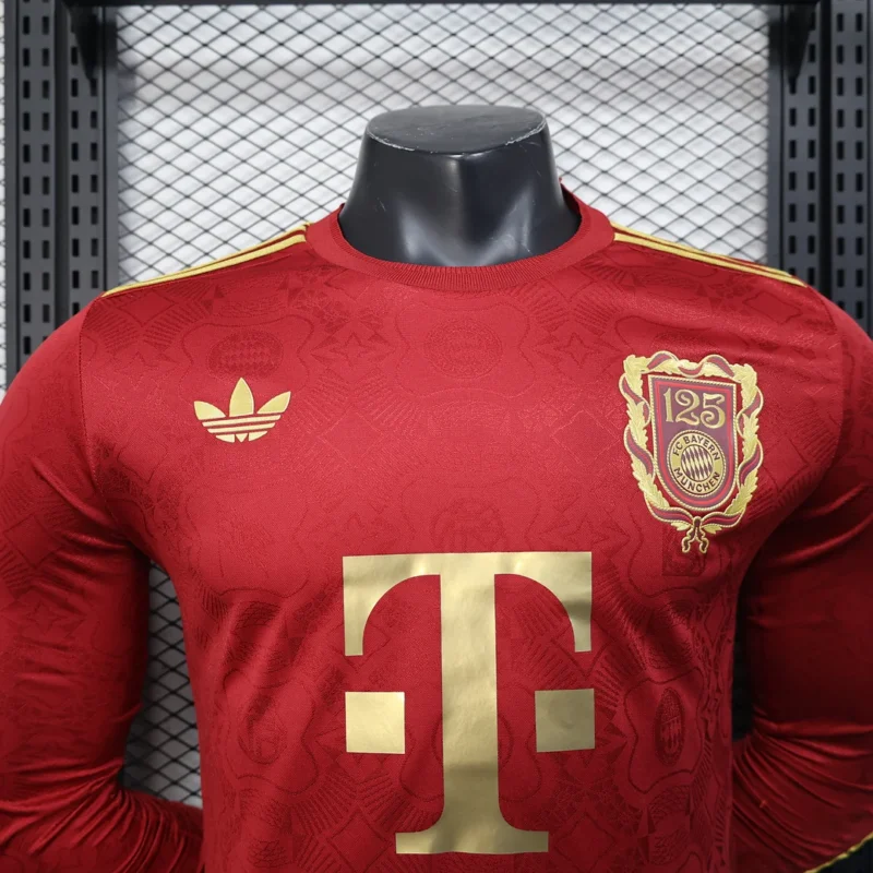2025/2026 Player Version Bayern Munich 125th Anniversary Edition Red Long Sleeve Football Shirt 1:1 Thai Quality - Image 3