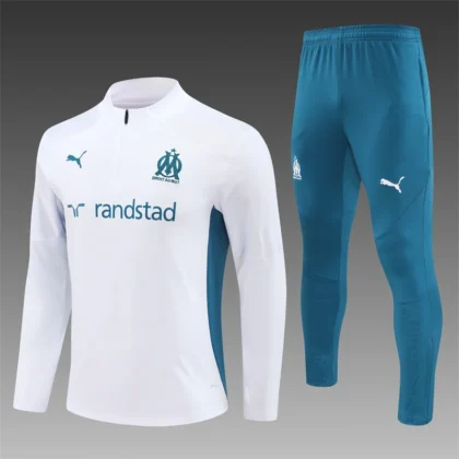 2024/2025 Olympique de Marseille Half-pull Training Suit White Football Jersey  1:1 Thai Quality