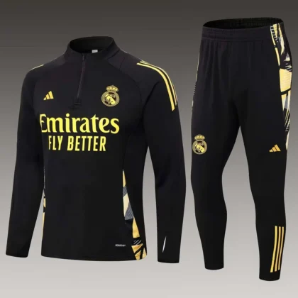 2024/2025 Real Madrid Half-Pull Training Suit Black Football Shirt 1:1 Thai Quality
