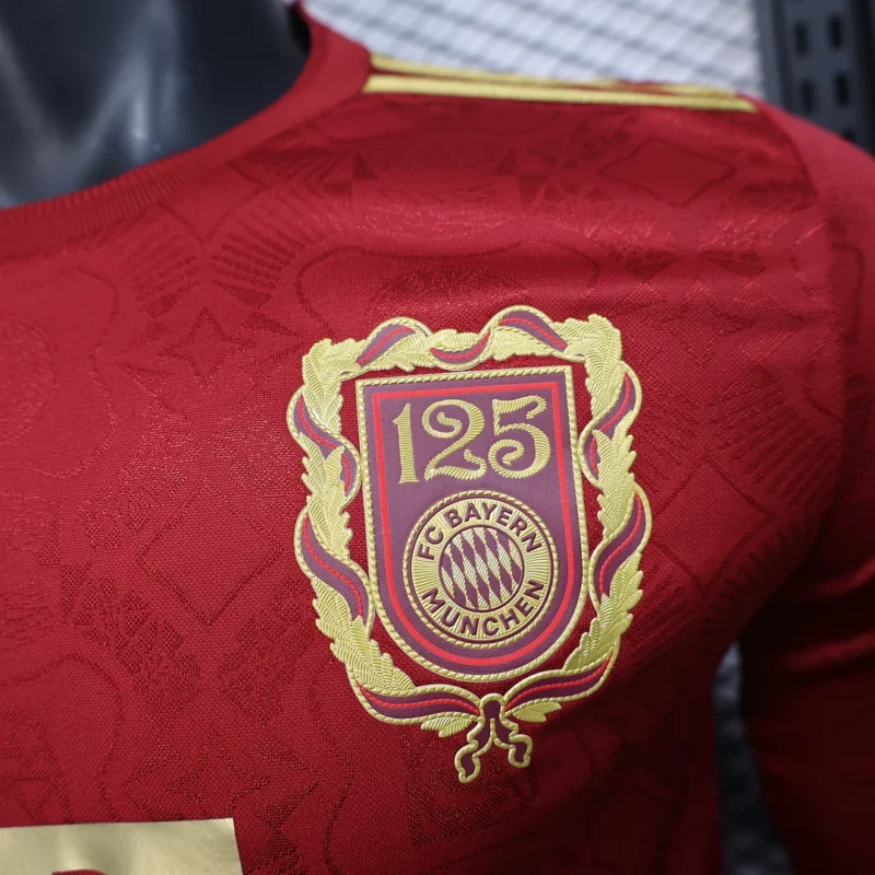 2025/2026 Player Version Bayern Munich 125th Anniversary Edition Red Long Sleeve Football Shirt 1:1 Thai Quality - Image 4