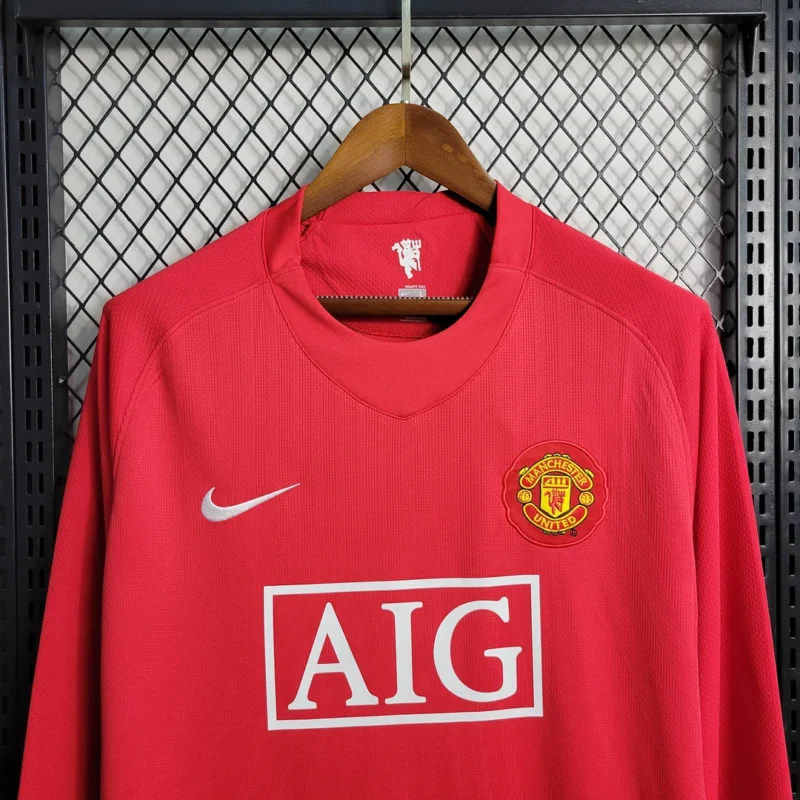 2007-2008 Retro Long Sleeve Manchester United Home Football Shirt 1:1 Thai Quality - Image 3
