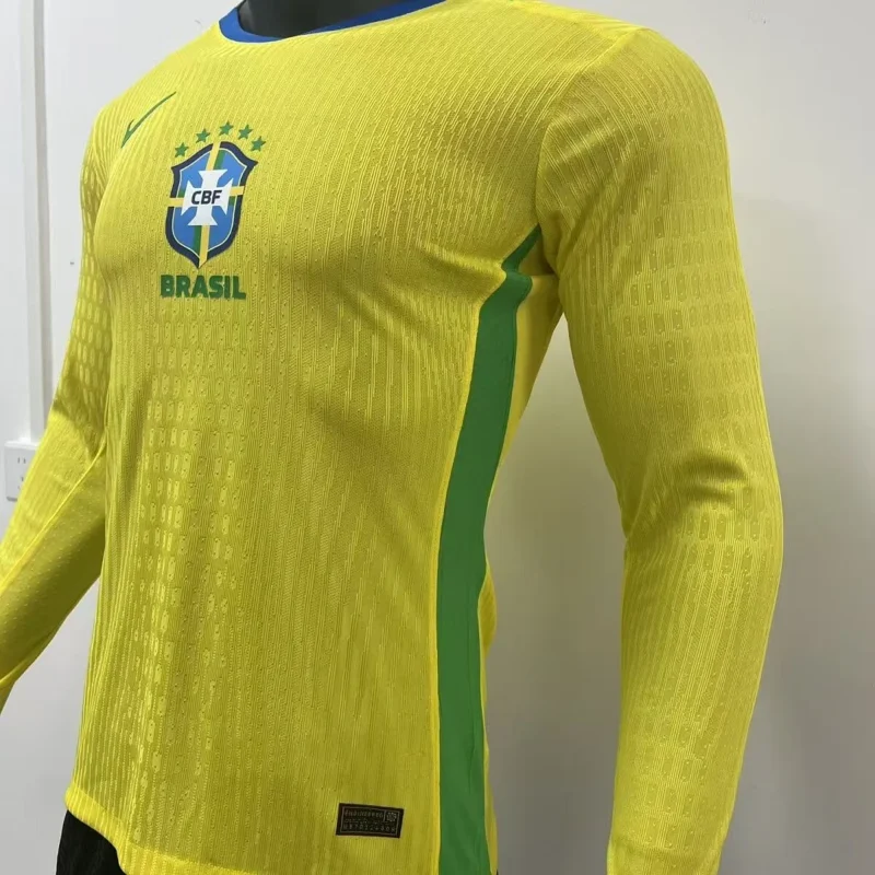 2025 Player Version Brazil Home Long Sleeve Soccer Jersey 1:1 Thai Quality - Image 3