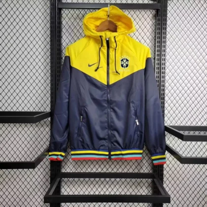 2025 Brazil Windbreaker Blue Yellow Football Shirt 1:1 Thai Quality