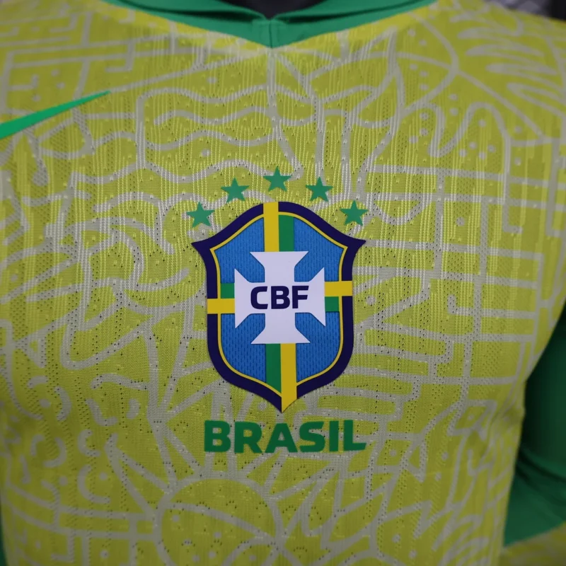 2024 Player Version Brazil Home Long Sleeve Soccer Jersey 1:1 Thai Quality - Image 3