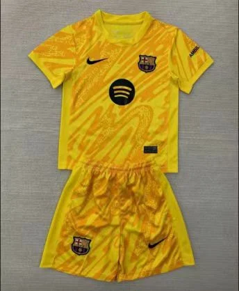 2024/2025 Barcelona Goalkeeper Yellow Football Shirt 1:1 Thai Quality Kids Size