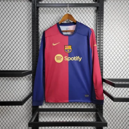 2024/2025  Barcelona Home Long Sleeve Football Shirt 1:1 Thai Quality (With Sponsor)