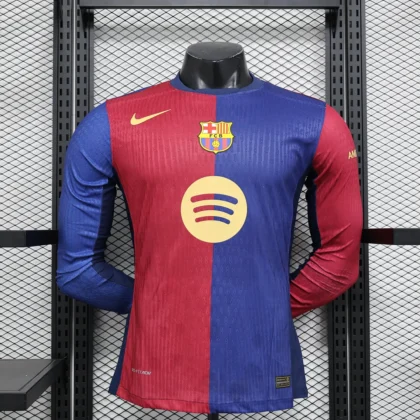 2024/2025 Player Version Long Sleeve Barcelona Home Football Shirt 1:1 Thai Quality