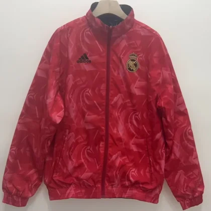 2024/2025 Real Madrid Red Camouflage Double-Sided Silicone Windbreaker 1:1 Thai Quality