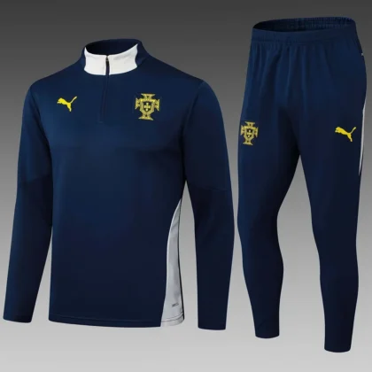 2025 Portugal Half-Pull Training Suit Royal Blue Football Shirt 1:1 Thai Quality