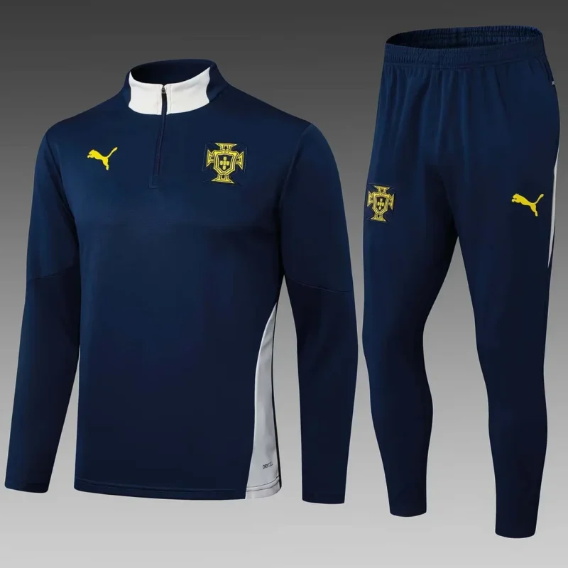 2025 Portugal Half-Pull Training Suit Royal Blue Football Shirt 1:1 Thai Quality