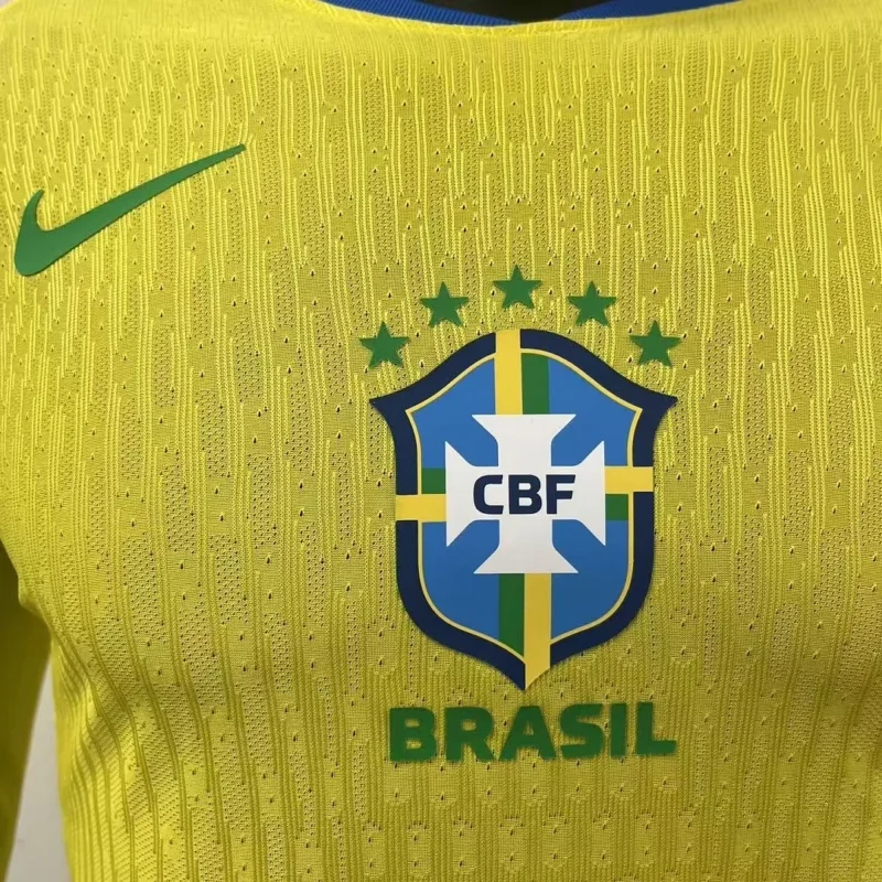 2025 Player Version Brazil Home Long Sleeve Soccer Jersey 1:1 Thai Quality - Image 5
