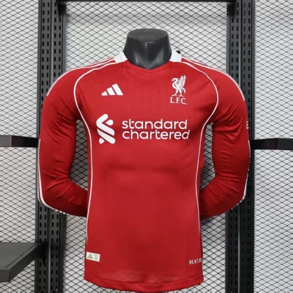 2025/2026 Player Version Liverpool Home Long Sleeve Soccer Jersey 1:1 Thai Quality