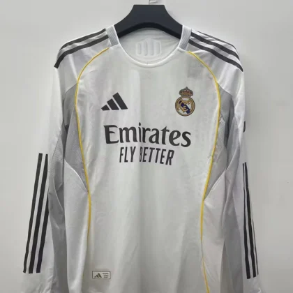 2025/2026 Real Madrid Home Long Sleeve Football Shirt 1:1 Thai Quality