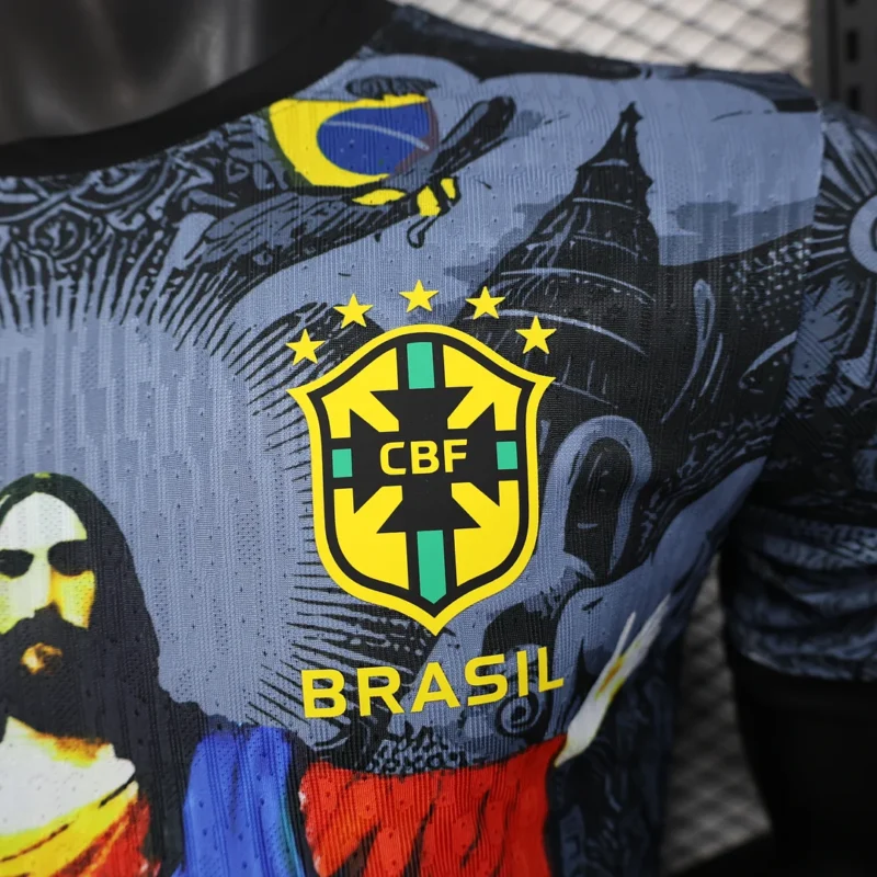 2025 Player Version Brazil Special Edition Jesus Red Grey Soccer Jersey 1:1 Thai Quality - Image 6