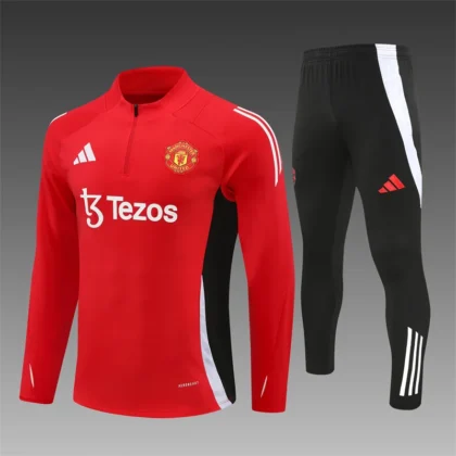 2024/2025 Manchester United Half-Pull Training Suit Red Football Shirt 1:1 Thai Quality