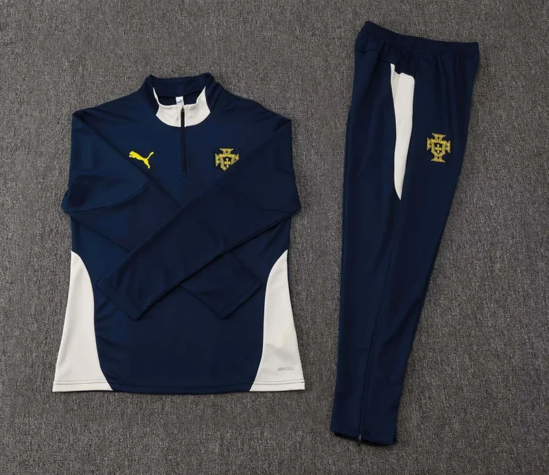 2025 Portugal Half-Pull Training Suit Royal Blue Football Shirt 1:1 Thai Quality - Image 3