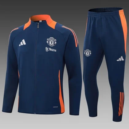 2024/2025 Manchester United Full Zip Training Suit Blue Football Shirt 1:1 Thai Quality