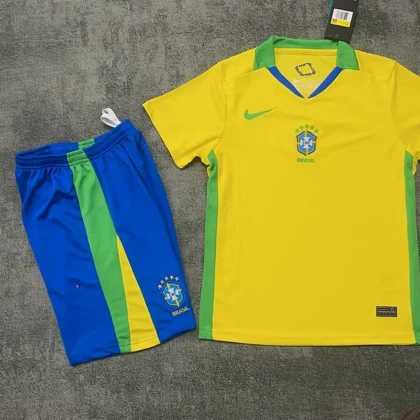 2025 Brazil Home Soccer Jersey 1:1 Thai Quality Kids Size