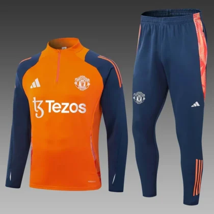 2024/2025 Manchester United Half-Pull Training Suit orange Football Shirt 1:1 Thai Quality