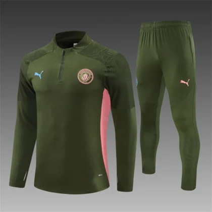 2024/2025 Manchester City Half-Pull Training Uniform Military Green Football shirt 1:1 Thai quality
